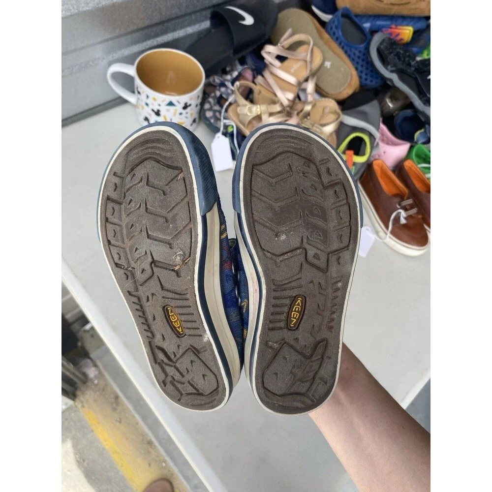 KEEN Coronado Kids Size 10 Toddler Blue Canvas Dinosaur Low Top Strap Sneakers